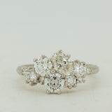 Large Mixed White Diamond Cluster Ring