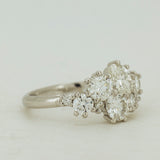 Large Mixed White Diamond Cluster Ring