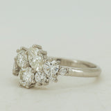Large Mixed White Diamond Cluster Ring