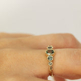 Branch Ring with Blue-Green Sapphires