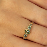 Branch Ring with Blue-Green Sapphires