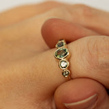 Branch Ring with Blue-Green Sapphires