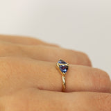 Trillion Cut Purple Sapphires with Delicate Raw Ring