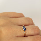 Trillion Cut Purple Sapphires with Delicate Raw Ring