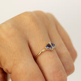 Trillion Cut Purple Sapphires with Delicate Raw Ring