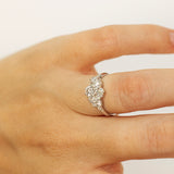 Large Mixed White Diamond Cluster Ring
