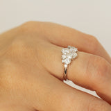 Large Mixed White Diamond Cluster Ring