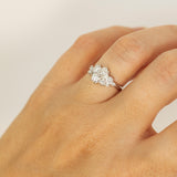 Large Mixed White Diamond Cluster Ring
