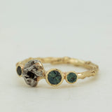 Meteorite & sapphires cluster ring