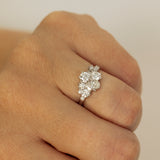 Large Mixed White Diamond Cluster Ring