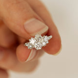 Large Mixed White Diamond Cluster Ring