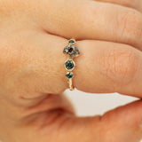 Meteorite & sapphires cluster ring