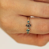 Meteorite & sapphires cluster ring