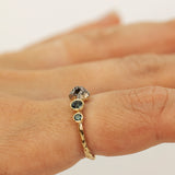 Meteorite & sapphires cluster ring