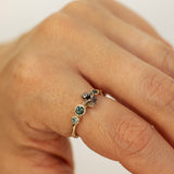 Meteorite & sapphires cluster ring