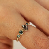 Meteorite & sapphires cluster ring