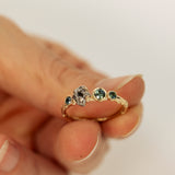Meteorite & sapphires cluster ring