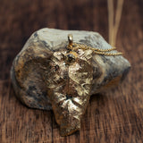 Natural folded leaf necklace