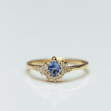 Blue montana sapphire & white diamonds cluster ring
