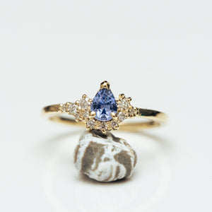 Blue montana sapphire & white diamonds cluster ring