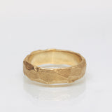 Wide Gold Ring with Cracked Earth Texture