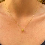 14k gold pinecone set with stone necklace