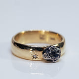 Chubby gold ring with meteorite and diamond