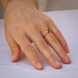 Symmetrical Branch Ring with Parti Sapphire and Diamonds