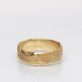 Wide Gold Ring with Cracked Earth Texture