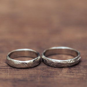 Landscape & brushed faceted wedding rings