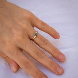 Symmetrical Branch Ring with Parti Sapphire and Diamonds