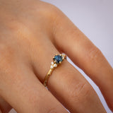 Symmetrical Branch Ring with Parti Sapphire and Diamonds