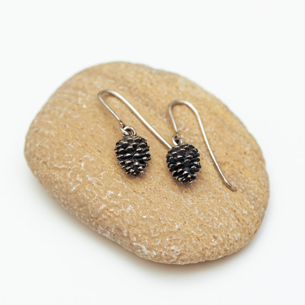 Small silver pinecone earrings