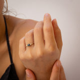 Symmetrical Branch Ring with Parti Sapphire and Diamonds