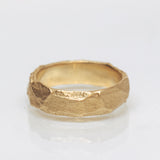 Wide Gold Ring with Cracked Earth Texture