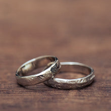 Load image into Gallery viewer, Landscape &amp; brushed faceted wedding rings
