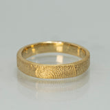 Hammered Texture Fingerprint Wedding Band Set