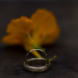 Brushed faceted & gentle branch wedding rings