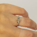 Asymmetric Oval Cluster Ring with Sapphire and Champagne Diamonds