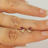 Ruby and Diamonds Bubble Cluster Earrings