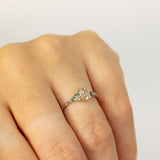 Asymmetric Oval Cluster Ring with Sapphire and Champagne Diamonds