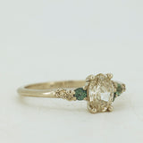 Asymmetric Oval Cluster Ring with Sapphire and Champagne Diamonds
