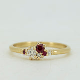Ruby and Diamonds Cluster Ring