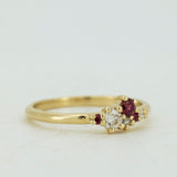 Ruby and Diamonds Cluster Ring