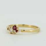 Ruby and Diamonds Cluster Ring