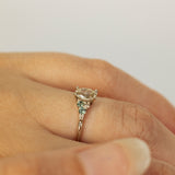 Asymmetric Oval Cluster Ring with Sapphire and Champagne Diamonds