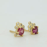 Ruby and Diamonds Bubble Cluster Earrings