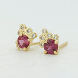 Ruby and Diamonds Bubble Cluster Earrings