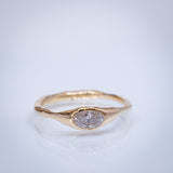 Raw Ring with Horizontal Lab- Grown Oval Diamond