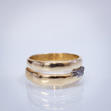 Raw Textured Meteorite Band & Smooth Hidden Diamonds Wedding Set